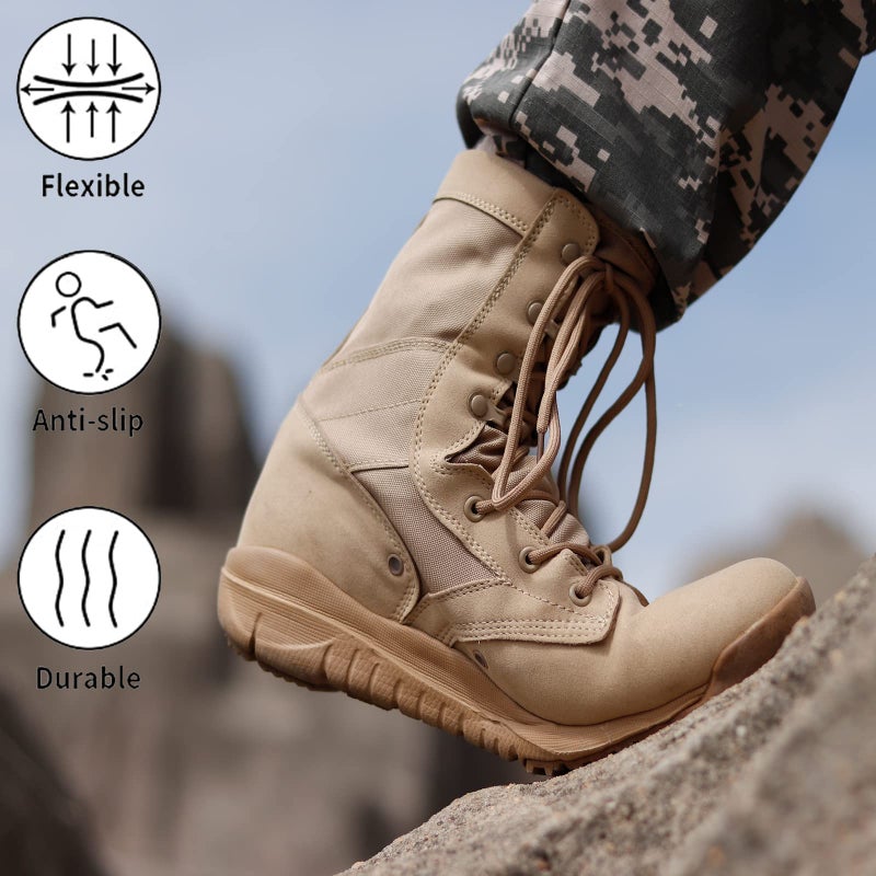 IODSON 8" Men's Military Tactical Boot Lightweight Breathable Work Boots Outdoor Hiking Combat Jungle Desert Boots - Image 4